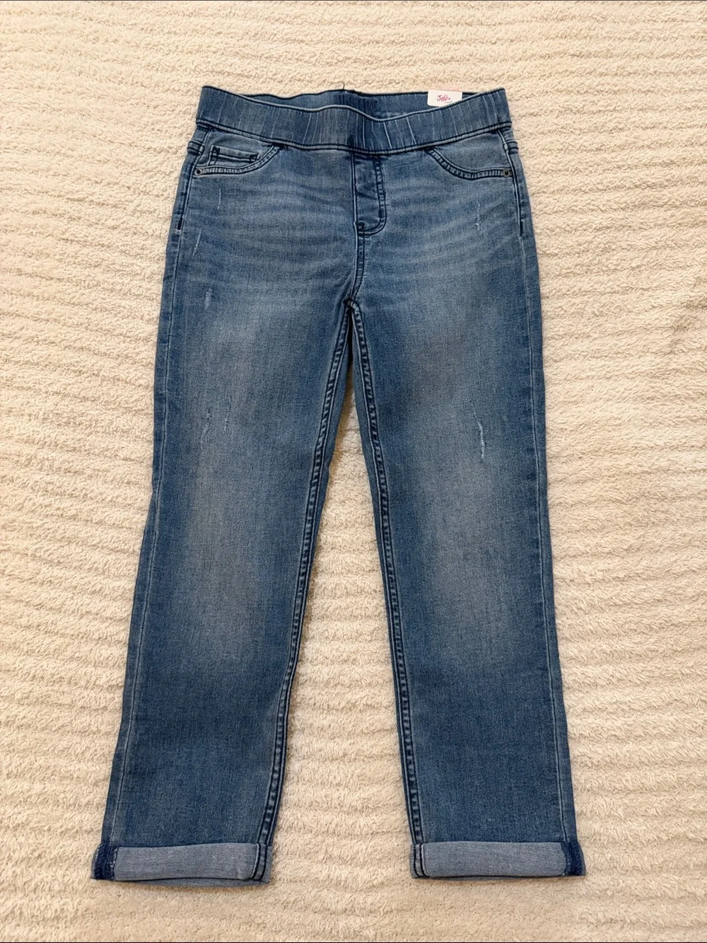 Justice Girls Blue Stretch Jeggings with Cuffed Hem